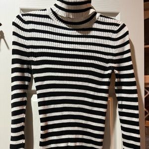 Loft Black & Cream Side Striped Turtle Neck